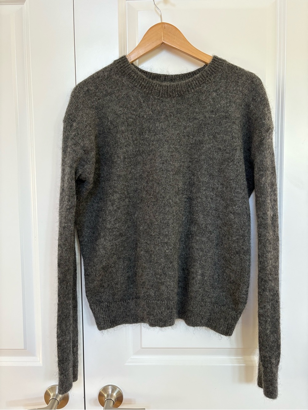 Gray Mohair Blend Crewneck Sweater